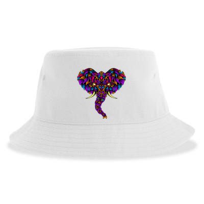 Save The Elephants Ornate Colorful Elephant Head Sustainable Bucket Hat