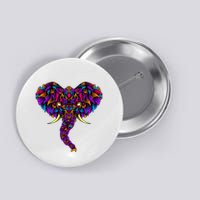 Save The Elephants Ornate Colorful Elephant Head Button
