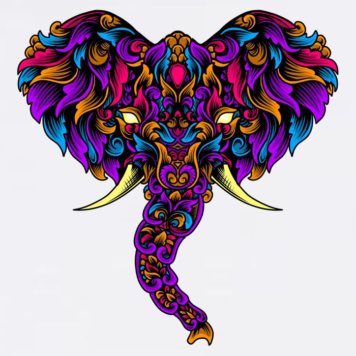 Save The Elephants Ornate Colorful Elephant Head Button