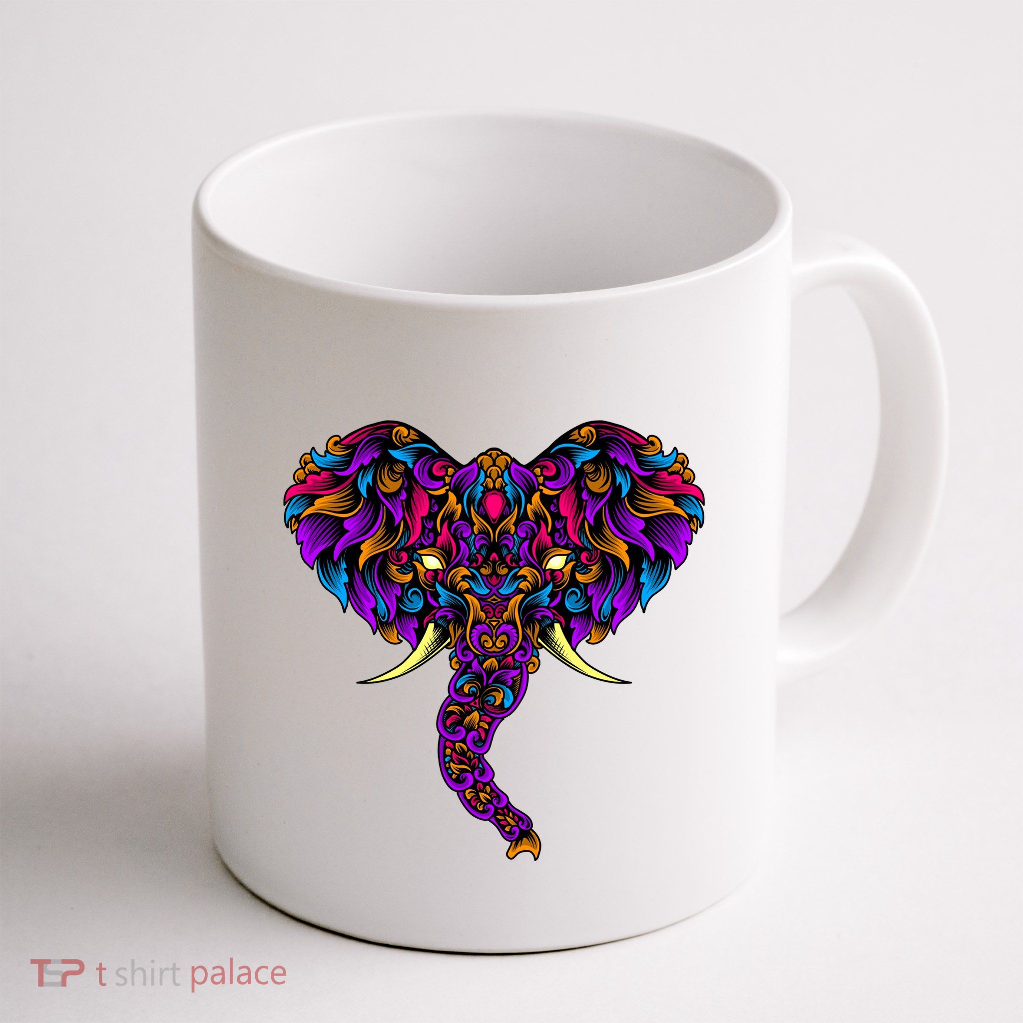 Save The Elephants Ornate Colorful Elephant Head Mug