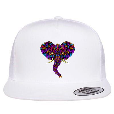 Save The Elephants Ornate Colorful Elephant Head Flatbill Hat