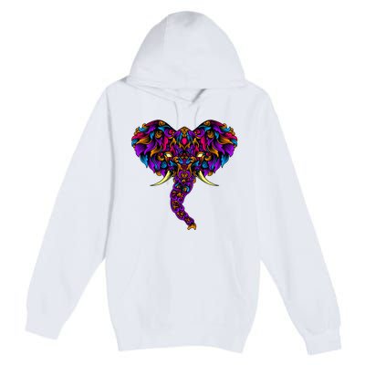 Save The Elephants Ornate Colorful Elephant Head Premium Pullover Hoodie