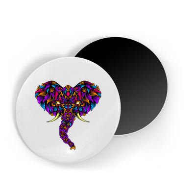 Save The Elephants Ornate Colorful Elephant Head Magnet