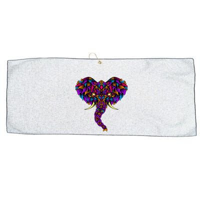 Save The Elephants Ornate Colorful Elephant Head Large Microfiber Waffle Golf Towel