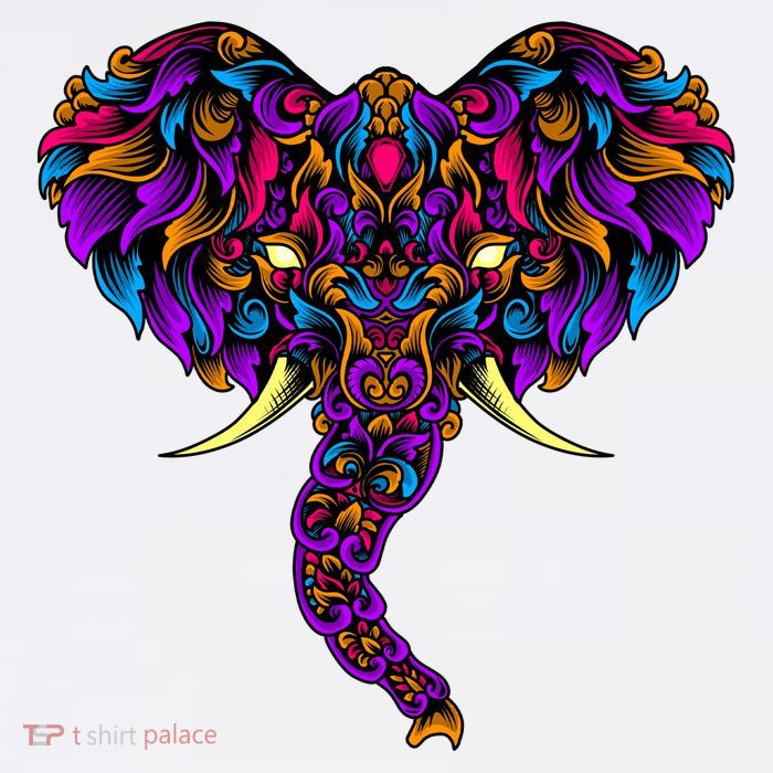 Save The Elephants Ornate Colorful Elephant Head Poster