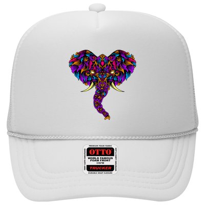 Save The Elephants Ornate Colorful Elephant Head Trucker Hat
