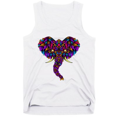 Save The Elephants Ornate Colorful Elephant Head Tank Top
