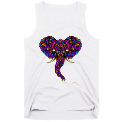 Save The Elephants Ornate Colorful Elephant Head Tank Top