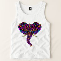 Save The Elephants Ornate Colorful Elephant Head Tank Top
