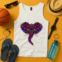 Save The Elephants Ornate Colorful Elephant Head Tank Top