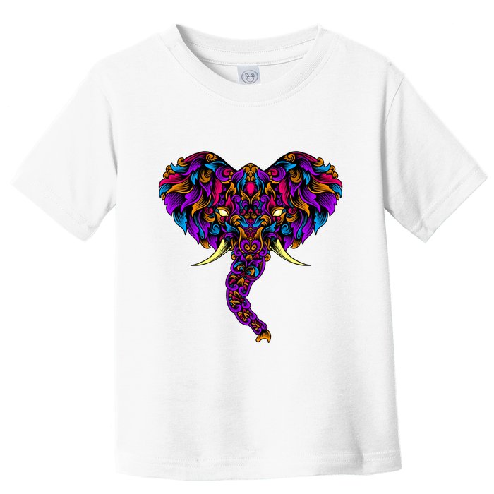 Save The Elephants Ornate Colorful Elephant Head Toddler T-Shirt