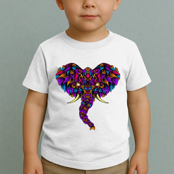 Save The Elephants Ornate Colorful Elephant Head Toddler T-Shirt