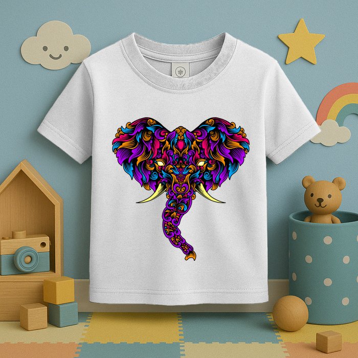 Save The Elephants Ornate Colorful Elephant Head Toddler T-Shirt
