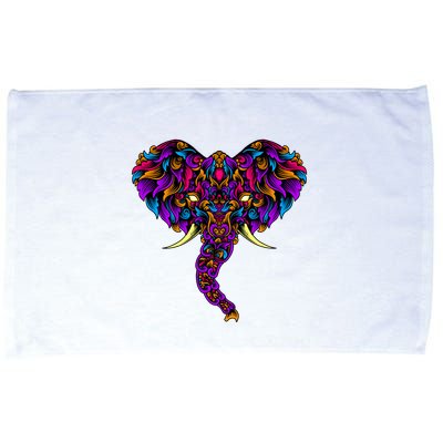 Save The Elephants Ornate Colorful Elephant Head Microfiber Hand Towel