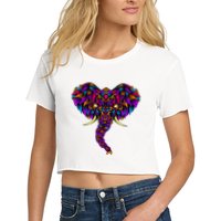 Save The Elephants Ornate Colorful Elephant Head Crop Top