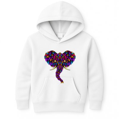 Save The Elephants Ornate Colorful Elephant Head Kids Hoodie