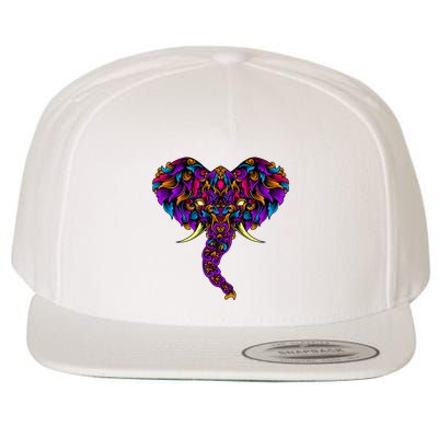 Save The Elephants Ornate Colorful Elephant Head Wool Snapback Cap