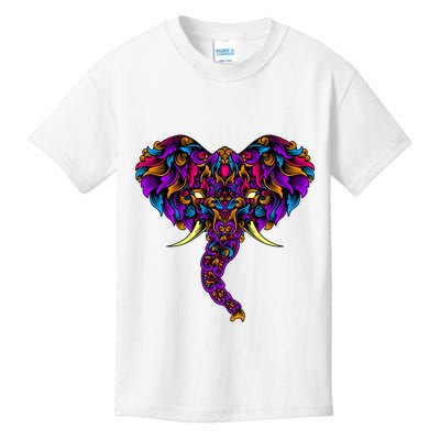 Save The Elephants Ornate Colorful Elephant Head Kids T-Shirt