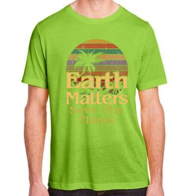 Save The Environment Planet Retro Vintage Sunset Earth Day Adult ChromaSoft Performance T-Shirt