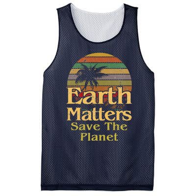 Save The Environment Planet Retro Vintage Sunset Earth Day Mesh Reversible Basketball Jersey Tank