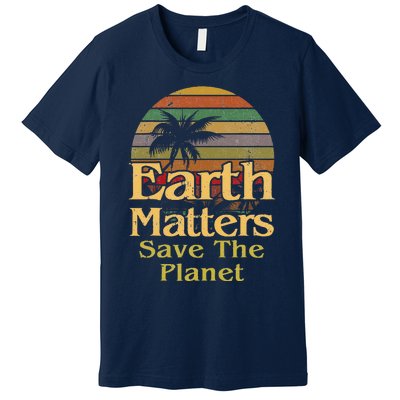 Save The Environment Planet Retro Vintage Sunset Earth Day Premium T-Shirt