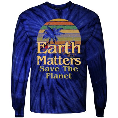 Save The Environment Planet Retro Vintage Sunset Earth Day Tie-Dye Long Sleeve Shirt