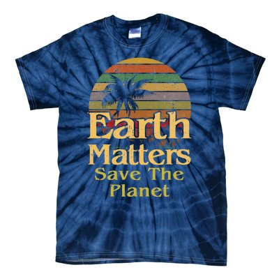 Save The Environment Planet Retro Vintage Sunset Earth Day Tie-Dye T-Shirt