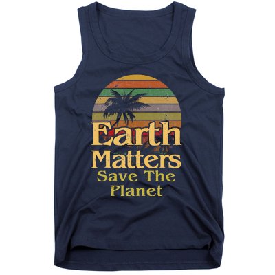 Save The Environment Planet Retro Vintage Sunset Earth Day Tank Top