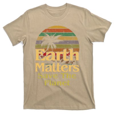 Save The Environment Planet Retro Vintage Sunset Earth Day T-Shirt