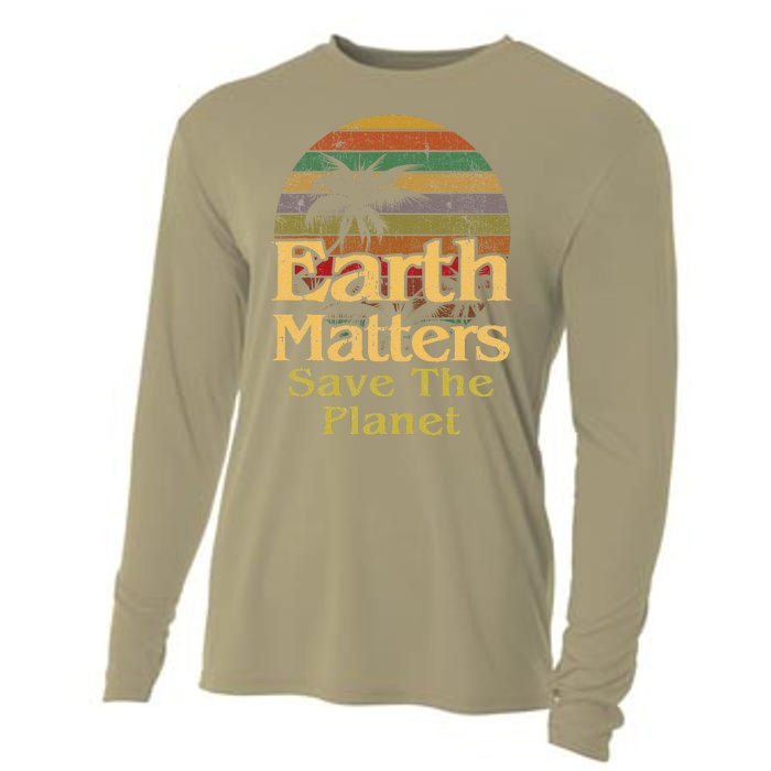 Save The Environment Planet Retro Vintage Sunset Earth Day Cooling Performance Long Sleeve Crew