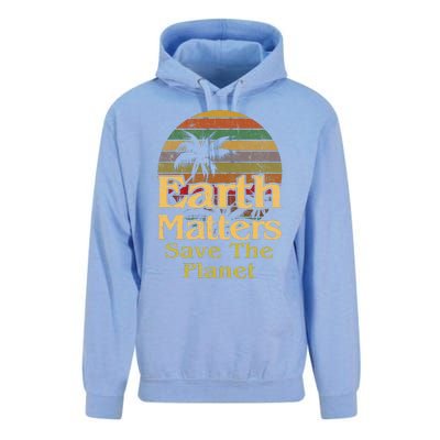 Save The Environment Planet Retro Vintage Sunset Earth Day Unisex Surf Hoodie