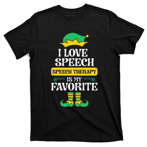 Speech Therapy Elf Christmas School Therapist T-Shirt