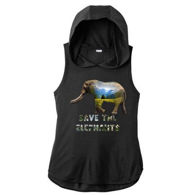 Save The Elephants Ladies PosiCharge Tri-Blend Wicking Draft Hoodie Tank