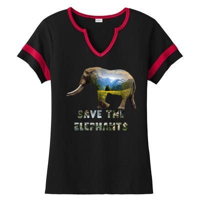 Save The Elephants Ladies Halftime Notch Neck Tee