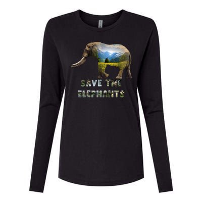 Save The Elephants Womens Cotton Relaxed Long Sleeve T-Shirt