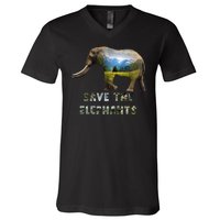 Save The Elephants V-Neck T-Shirt