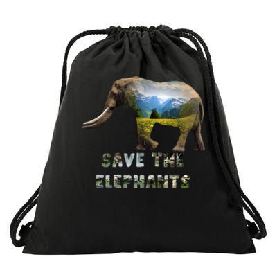 Save The Elephants Drawstring Bag