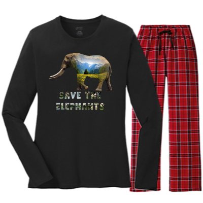 Save The Elephants Women's Long Sleeve Flannel Pajama Set 