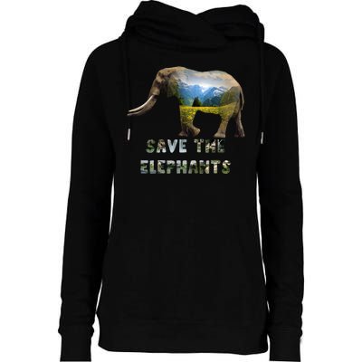 Save The Elephants Womens Funnel Neck Pullover Hood