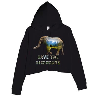 Save The Elephants Crop Fleece Hoodie