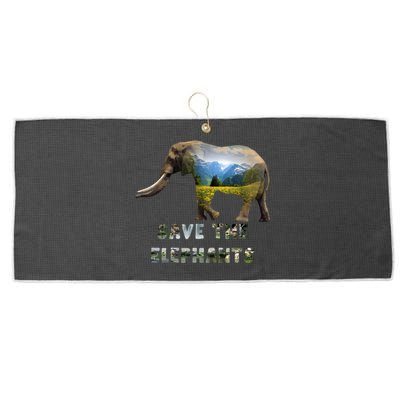 Save The Elephants Large Microfiber Waffle Golf Towel