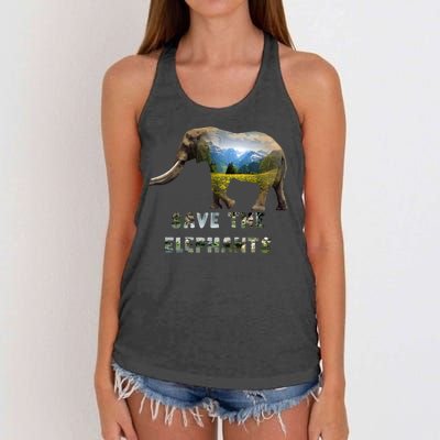 Save The Elephants Women's Knotted Racerback Tank