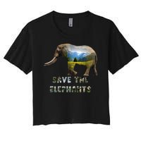 Save The Elephants Women's Crop Top Tee