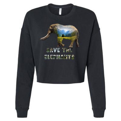 Save The Elephants Cropped Pullover Crew