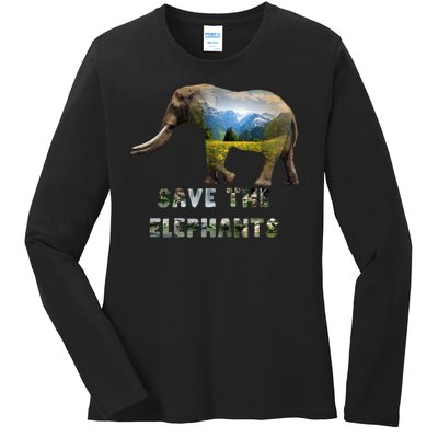 Save The Elephants Ladies Long Sleeve Shirt