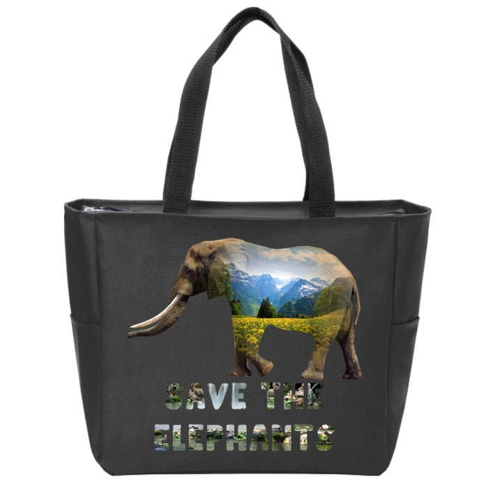 Save The Elephants Zip Tote Bag