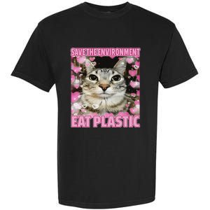 Save The Environment Eat Plastic Cat Garment-Dyed Heavyweight T-Shirt