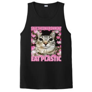 Save The Environment Eat Plastic Cat PosiCharge Competitor Tank