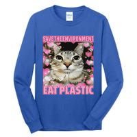 Save The Environment Eat Plastic Cat Tall Long Sleeve T-Shirt