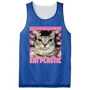 Save The Environment Eat Plastic Cat Mesh Reversible Basketball Jersey Tank